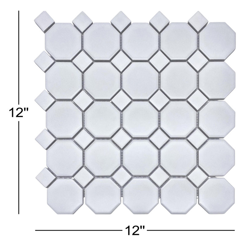 Cascade 2" x 2" Porcelain Octagon and dot Mosaic Wall & Floor Tile
