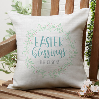 Easter Blessings Personalized Outdoor Throw Pillow