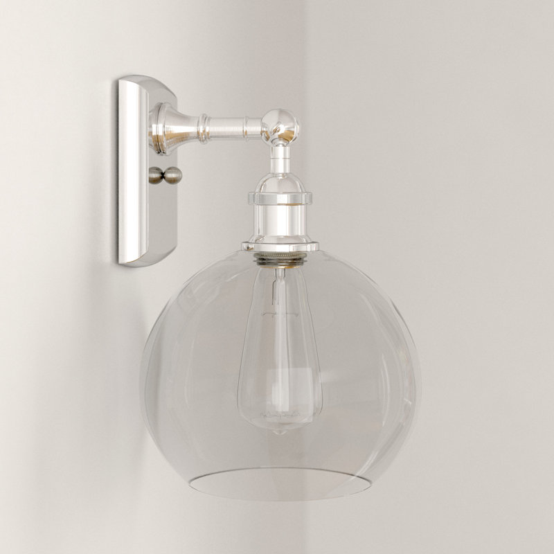 Baptista Armed Sconce, Brushed Satin Nickel, Clear