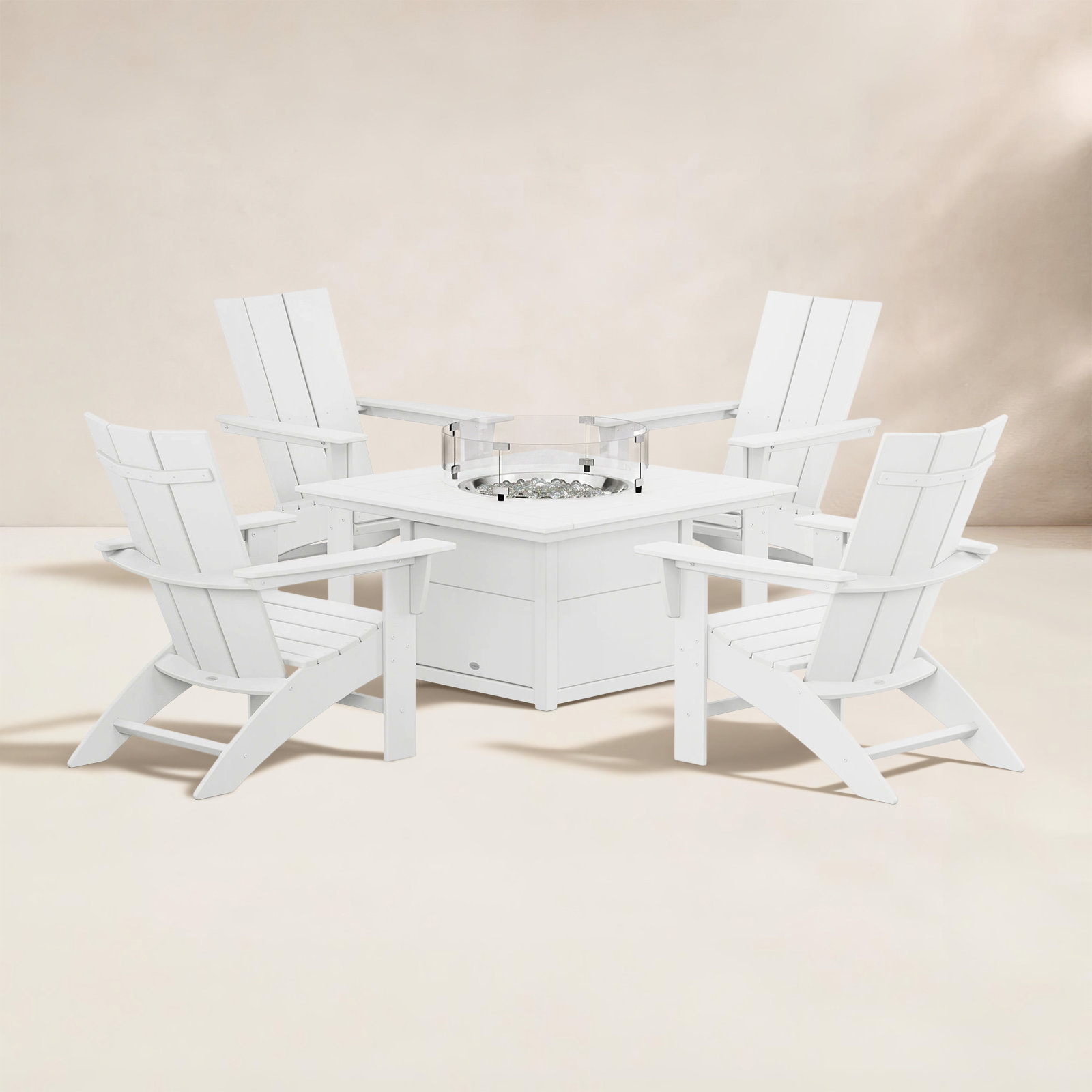 POLYWOOD® Modern Adirondack 4-Person Patio Seating Group, White