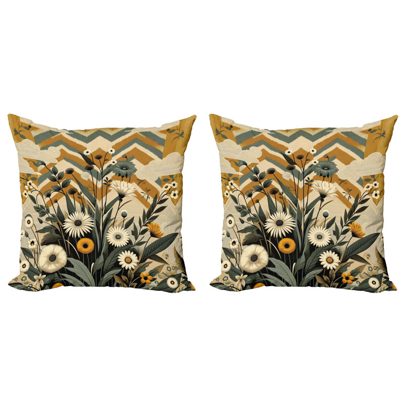 429855_Ambesonne, housse de coussin décoratif floral en eucalyptus 2, paquet Century Modern, H 18 po x l 18 po