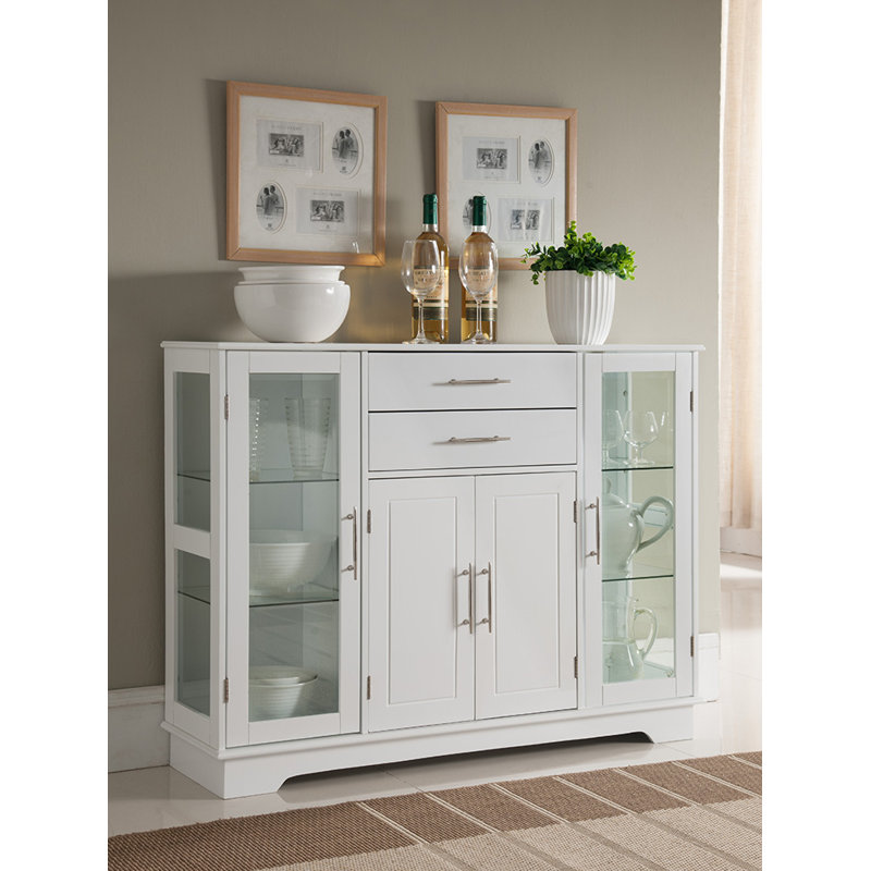 Armoire de rangement de type buffet pour la cuisine à quatre portes en verre Dufferin