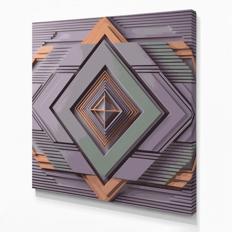 «Geometric Abstraction 56», art mural sur toile rose, H 12 po x l 12 po