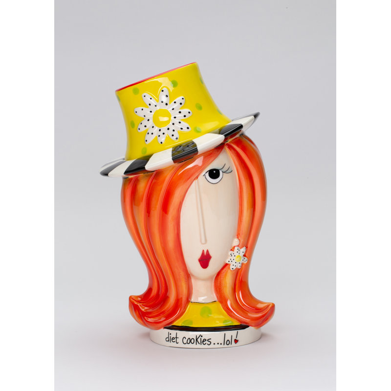 Ceramic Decorative Lady Cookie Jar 10 7/8"H