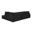 Canapé modulaire 3 places avec méridienne, repose-pieds avec rangement, pieds en métal et clous en cuivre, deux coussins blancs, noir (102 po x 76 po x 35 po)-1606879576