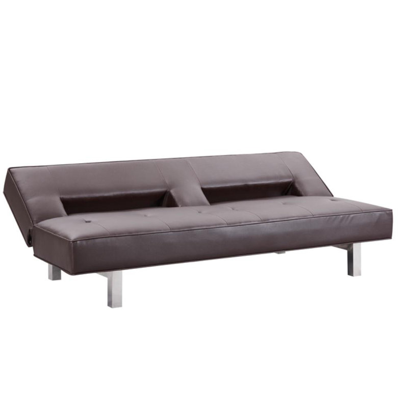 Tato Twin 37.8'' Faux Leather Convertible Sofa, Espresso Faux Leather