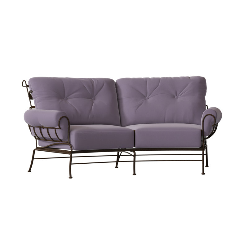 Terrace Outdoor 2 - Seat Loveseat, Chestnut Brown, Canvas Heather Beige Sunbrella® Canvas