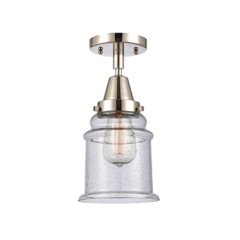 Plafonnier semi-encastré en verre Alvi, Nickel poli, H 10 po x l 6 po x P 6 po, Bullé