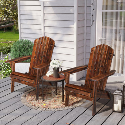Patio Solid Wood Folding Adirondack Chair(Set Of 2) by Ophelia & Co.