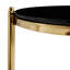 Table de bout moderne 16,9 pouces, table de salon en verre trempé noir à double couche et cadre en acier inoxydable doré, table ronde, assemblage facile.