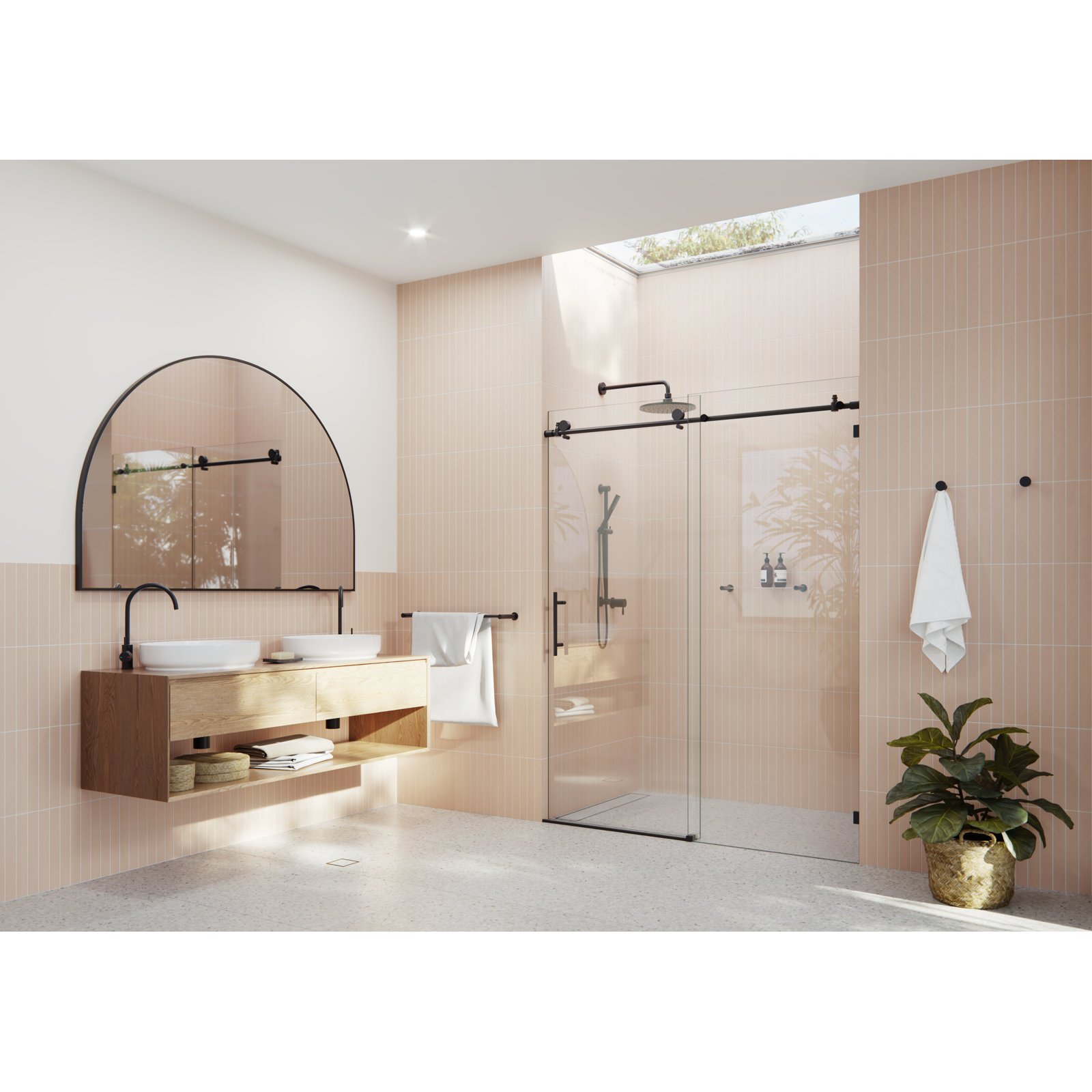 Eclipse 60" Frameless Sliding Shower Door, Matte Black