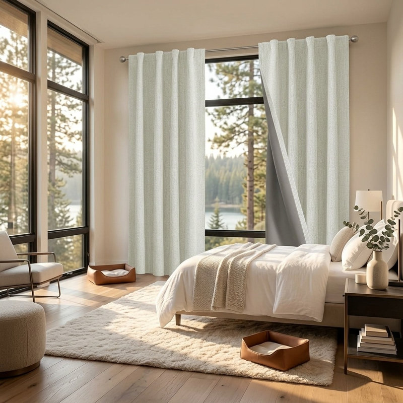 Faux Linen Room Darkening Curtain