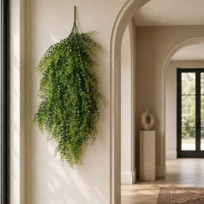 Artificial Hanging Plants Fire / UV Resistant 85 cm H Faux Fern Plant