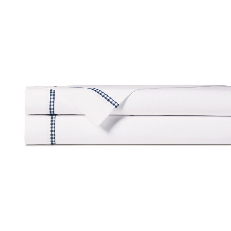Malaya Egyptian Cotton Percale Flat Sheet, Navy, Queen Flat Sheet