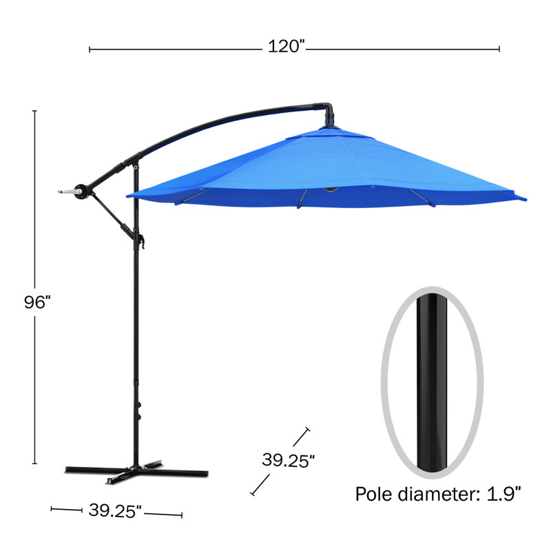304.8cm Cantilever Parasol, Brilliant Blue