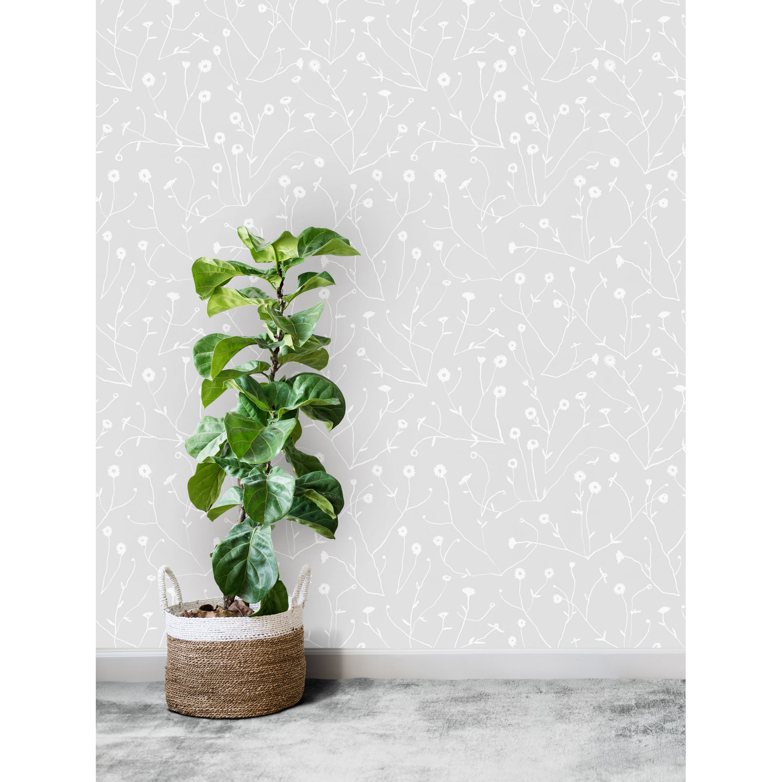 Keyes Floral Wallpaper, Light Gray