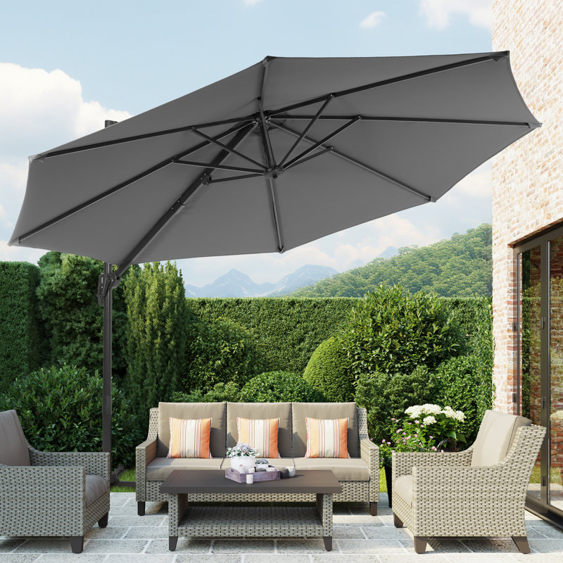 Parasol en porte-à-faux 132 po Rocelyn, Gris