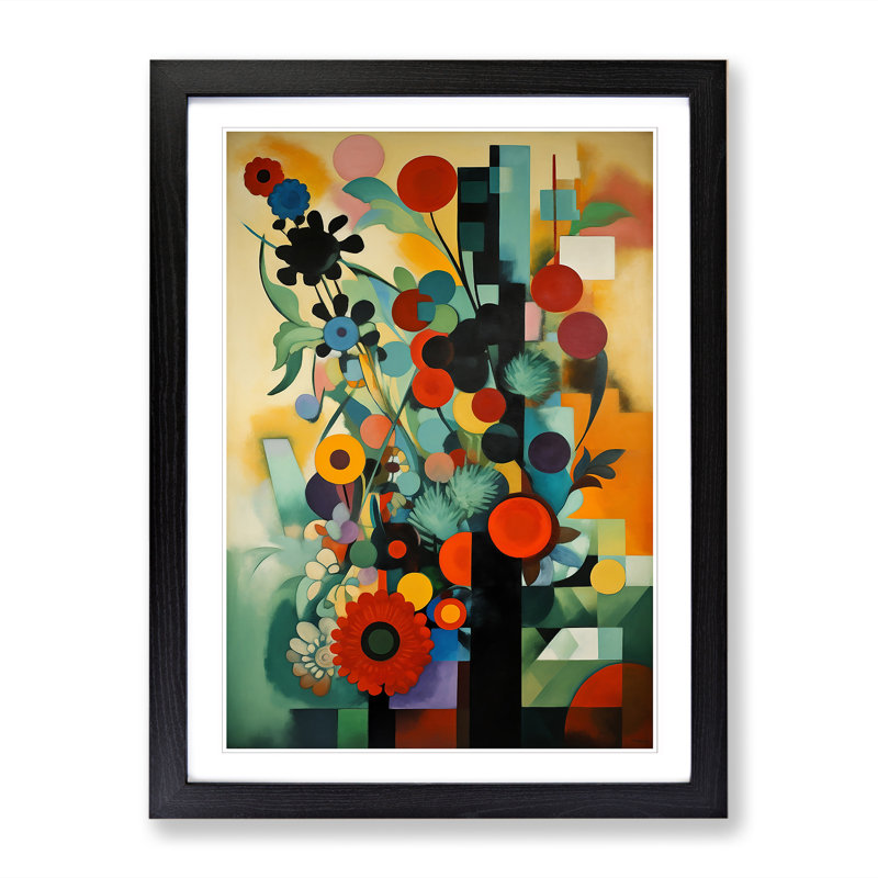 Bauhaus Flowers Vol.2 - Single Picture Frame Print, 46cm H x 34cm W, Black Framed