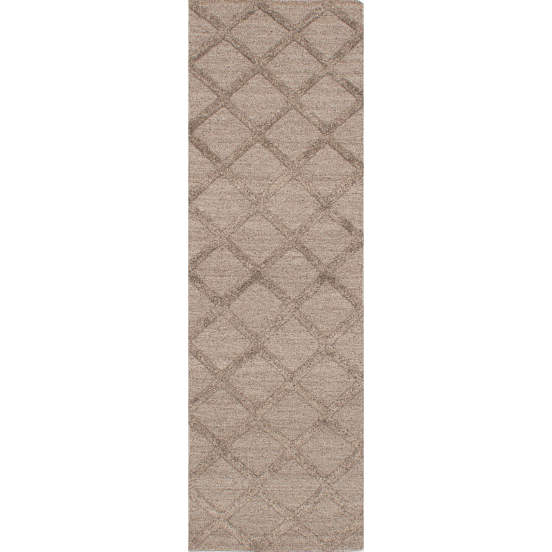 Tapis brun en laine géométrique Bonefield, Tapis de couloir : 2 pi 6 po x 8 pi 2 po