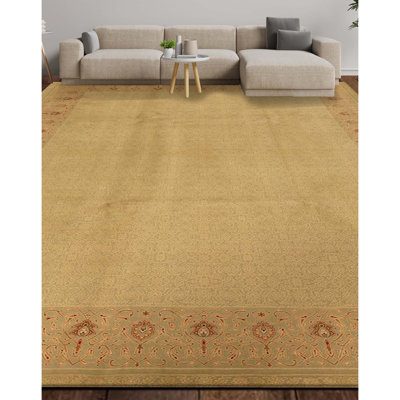 Tapis vert clair de haute qualité noué à la main