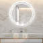 Miroir rond de salle de bain à DEL - températures de couleur réglables et conception murale antibuée-203890683