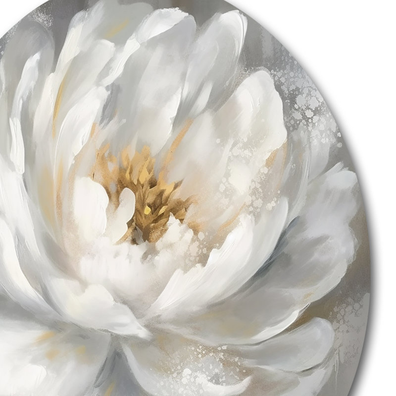 Pivoine blanche et grise, H 29 po x l 29 po x P 1 po