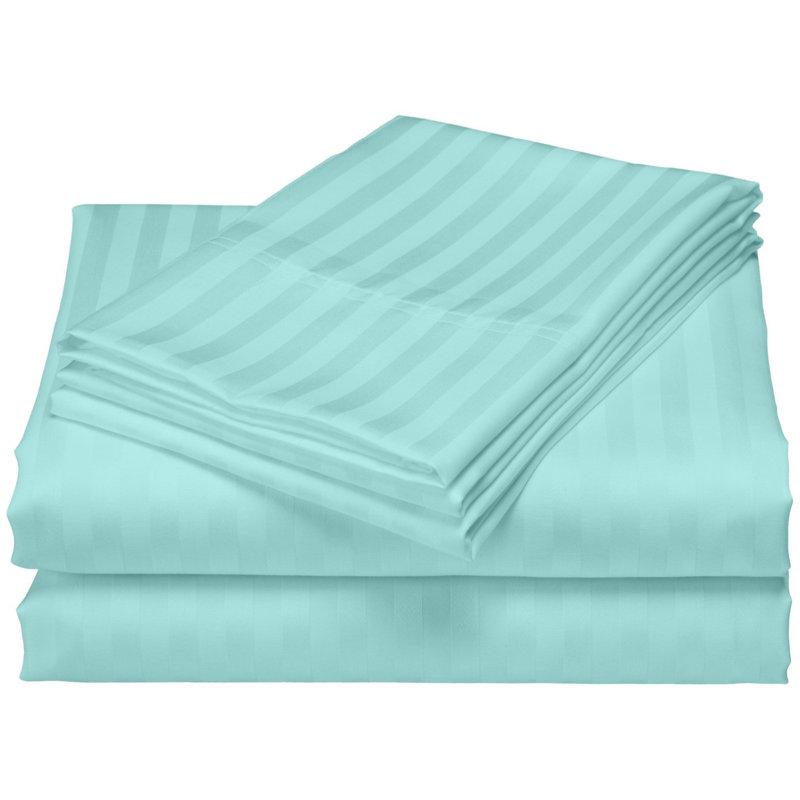Ensemble de draps en satin de coton de qualité égyptienne 600 fils Beverly Hills, Turquoise
