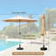 Parasol d'extérieur 9 pi - Résistant, imperméable, de construction, pour le jardin, la terrasse, la cour, la piscine (protection beige, poteau et nervures,