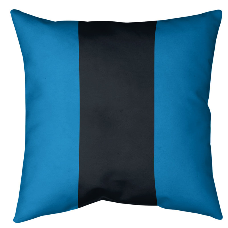 Housse de coussin , 14 po x 14 po, Bleu / Noir, Faux lin