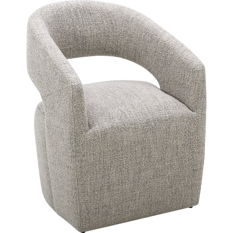 Camino Performance Fabric Rolling Arm Chair, Gray Performance Boucle