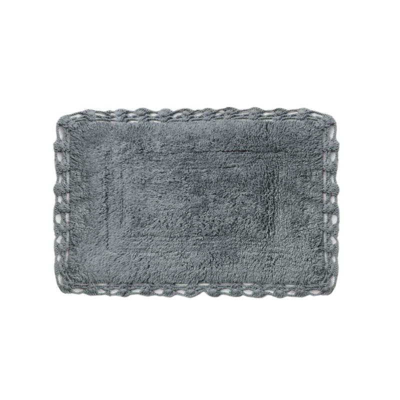 Rosellen 100% Cotton Non-Slip Bath Rug, Gray