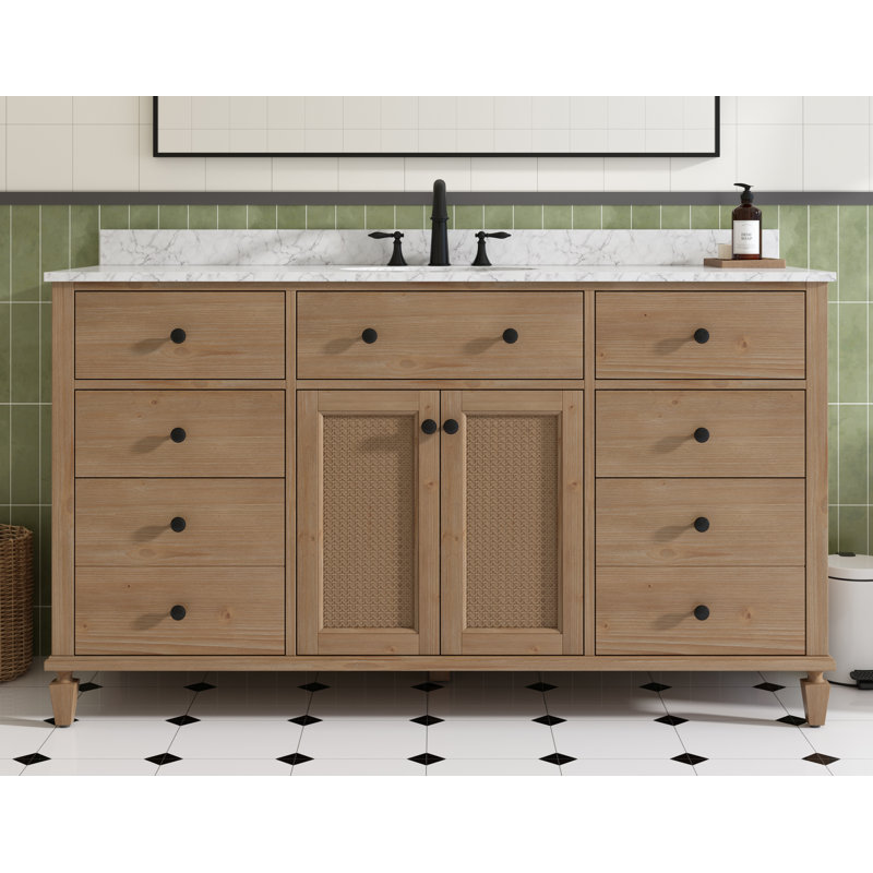 Maxbano Farmhouse 60" Single Bathroom Vanity With White Undermount Sink