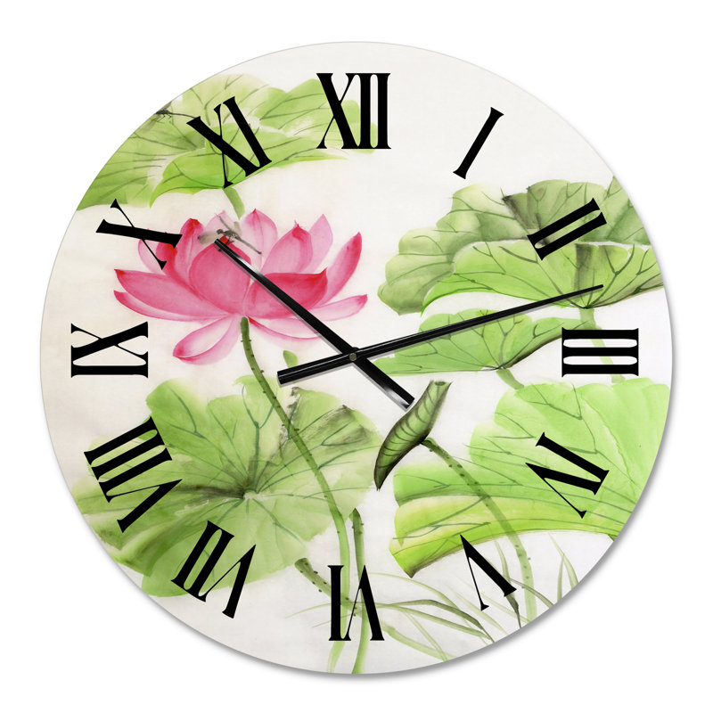 Lotus et libellule - Horloge murale traditionnelle, Moyenne