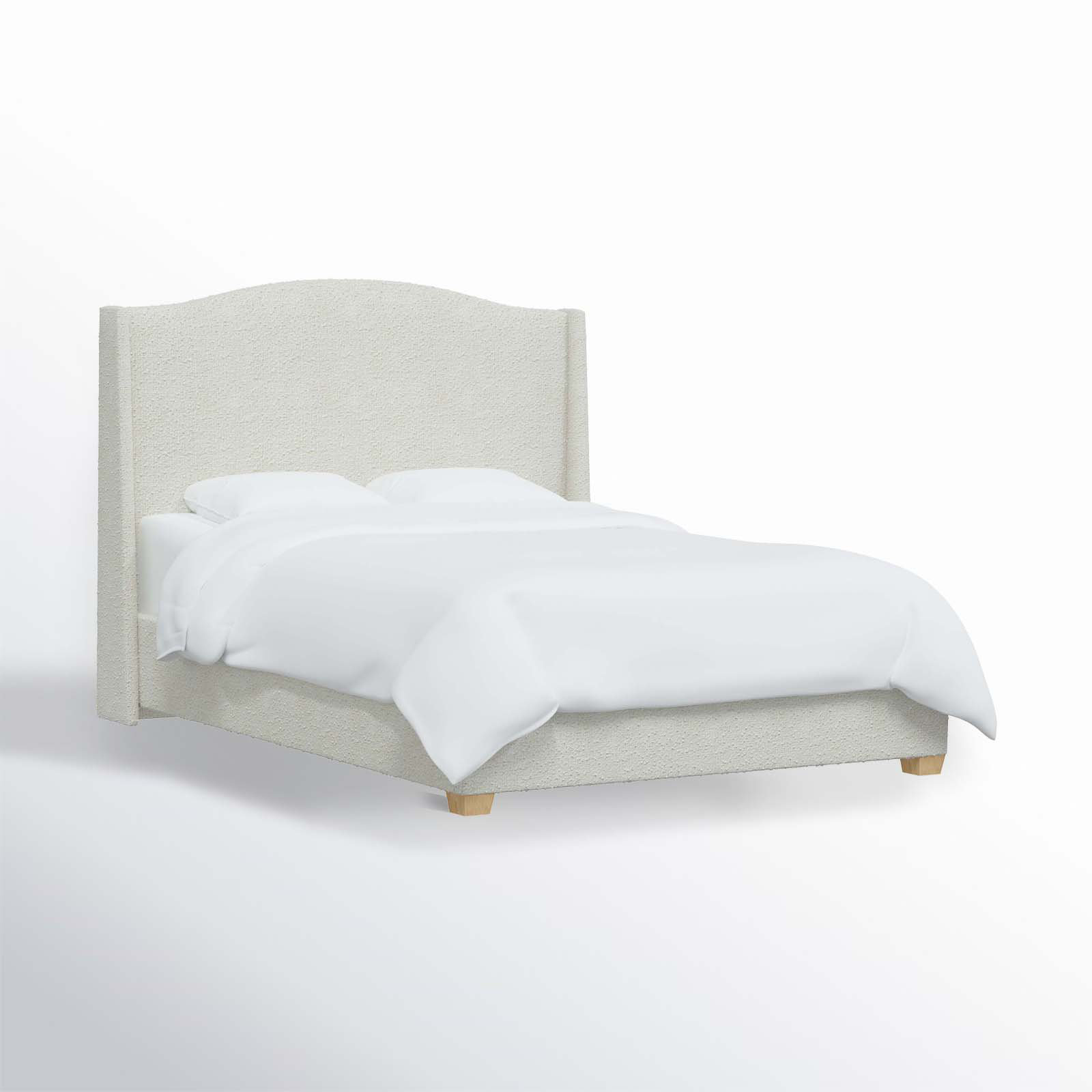 Allis Wingback Platform Bed, King, Classic Snow Boucle