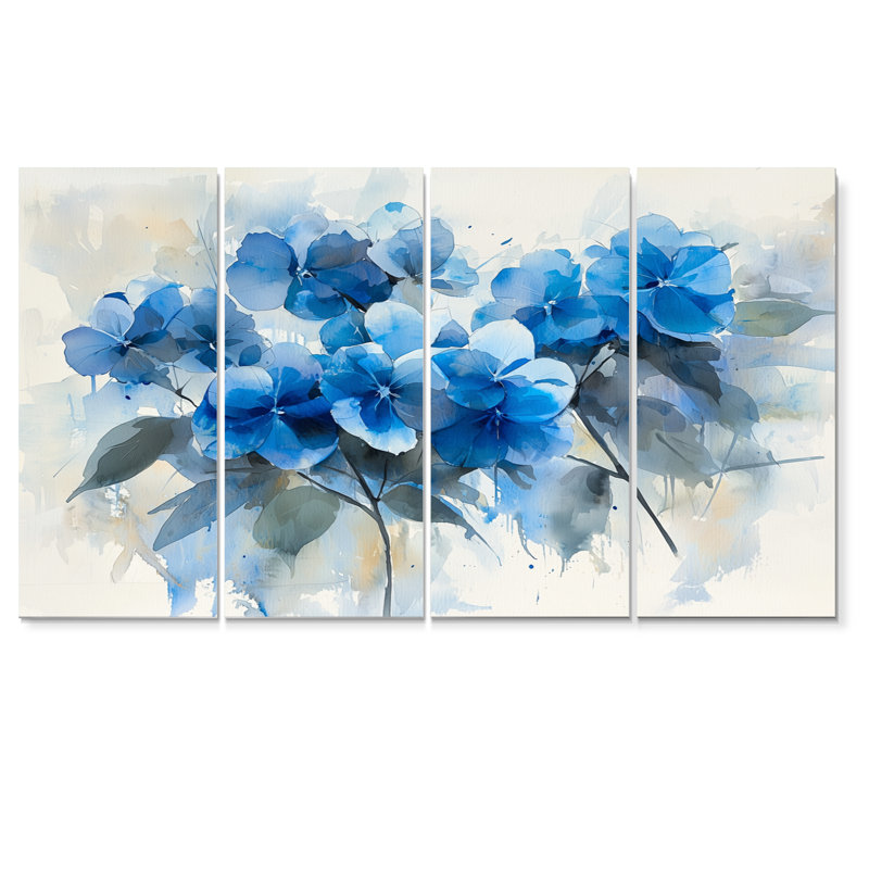 Hydrangea As Brush Strokes I - Décoration murale hydrangea - Art mural traditionnel, 4, H 28 po x l 48 po