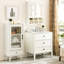 Armoire de salle de bain 2 portes avec miroir - hauteur de tablette réglable, 3 paniers de décoration de Noël pour salle de bain, cuisine, tablette de salle de lavage, arbre