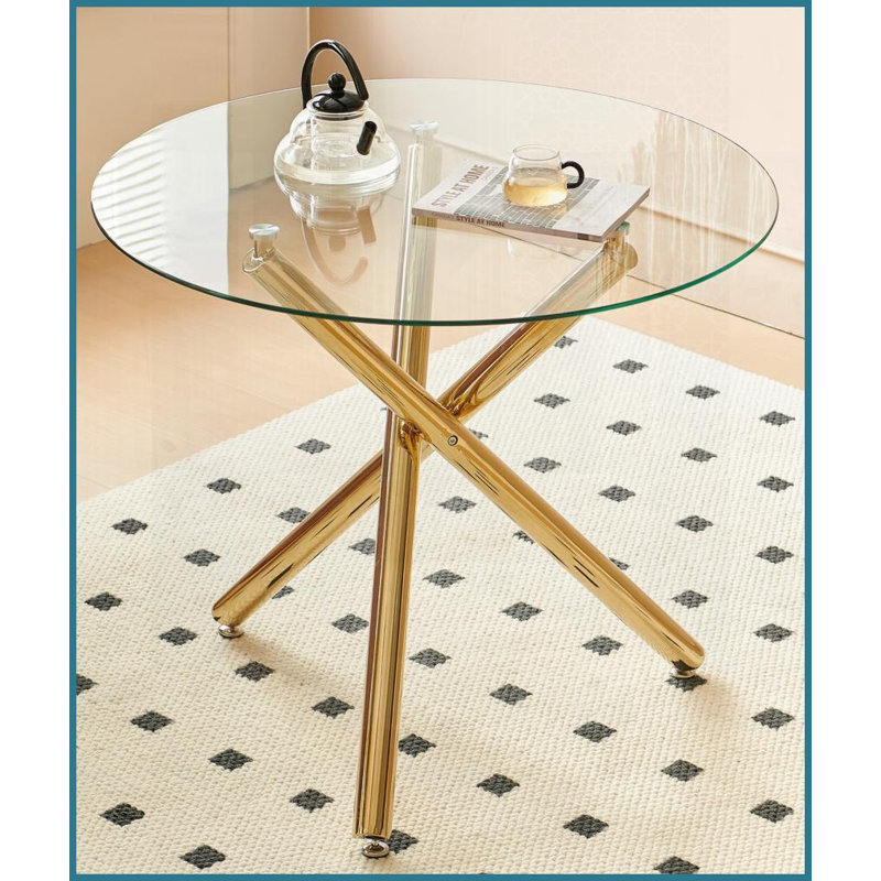 Table basse à plateau en verre peu encombrant avec pieds en métal, facile à nettoyer et amp; Stable pour la cuisine / le salon