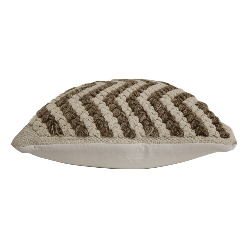 Sanremo Beige and Brown Wool Cotton Throw Pillow