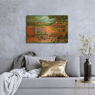« Tulipes de bord de route », illustration de Bigelow, tableau en métal doré, 91,4 cm x 61 cm