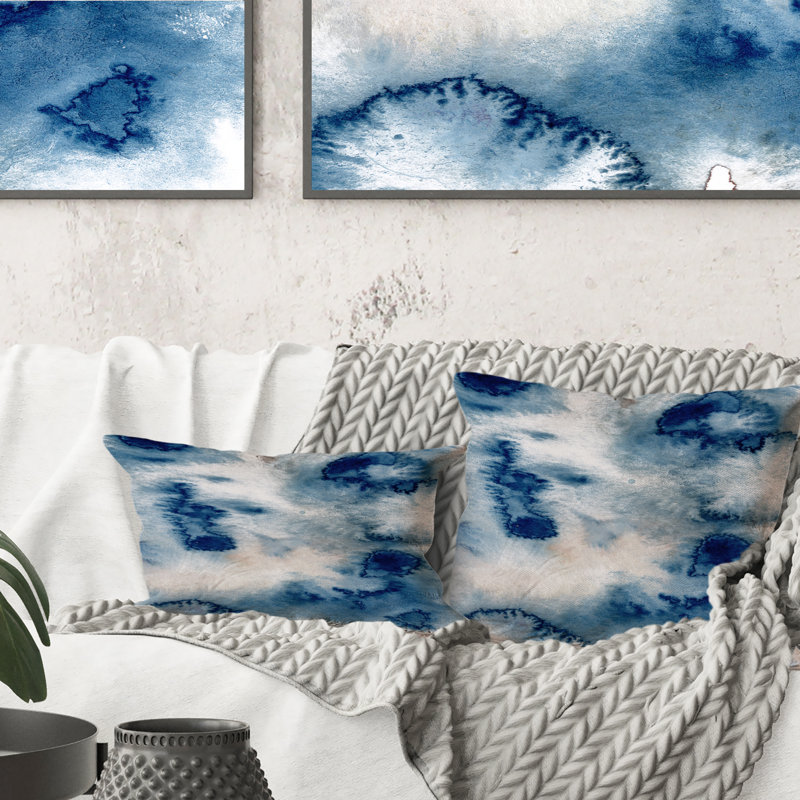 Coussin Watercolor Abstract Classic Blue II - Modern Printed 1