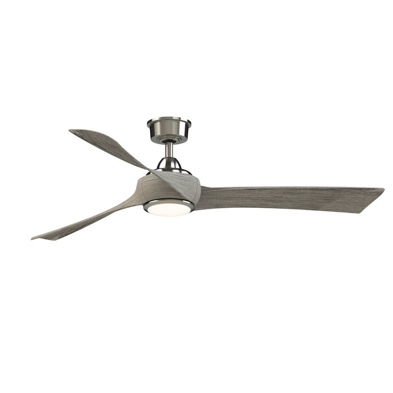 Wrap Custom 60 inch Indoor/Outdoor Ceiling Fan with LED CCT Select Light Kit - Brushed Nickel with Weathered Wood blades