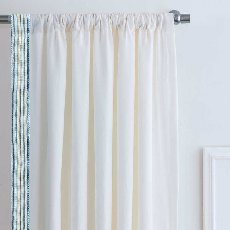 Boracay 100% Linen Room Darkening Curtain Single Panel, Right, 96" W x 84" L