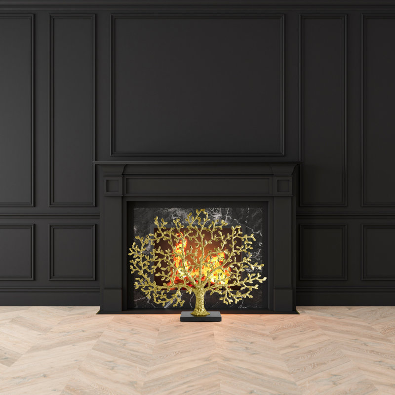 Tree of Life Decorative Fireplace Screen, Gold