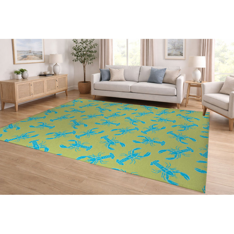 Tapis ultra-mince à profil bas Lobster, Limette, Rectangle 5 pi x 7 pi