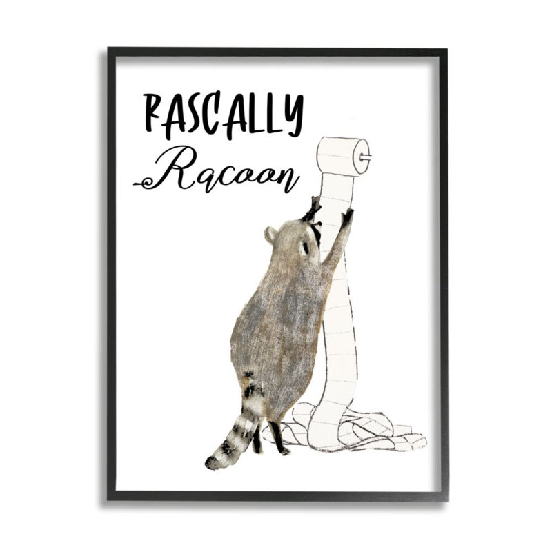 «Rascally Racoon Text» par Victoria Barnes - reproduction d'art, Giclée encadrée noir minuit, H 30 po x l 24 po