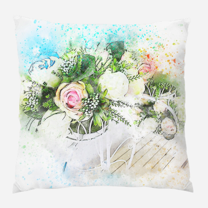  Flowers Throw Pillow, Indoor, Microsuede