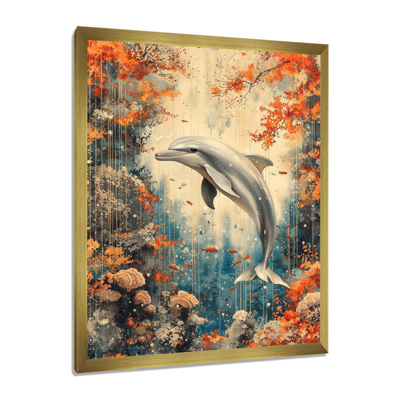 Aille - animaux, art mural sur toile, H 44 po x l 34 po, Reproduction encadrée sans passe-partout, Doré