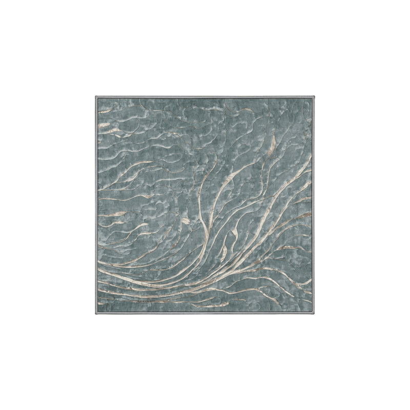 Machine Washable Gray Area Rug, Square 8'