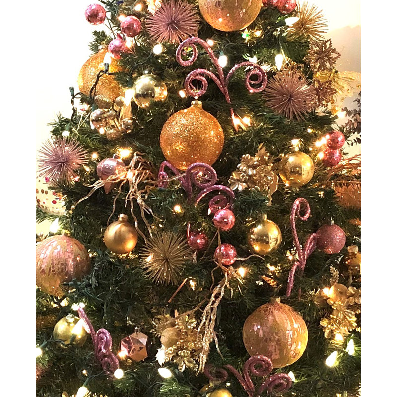 Ensemble de 6 décorations pendantes en fil de champagne starburst, H 6 po x l 6 po x P 6 po, Or