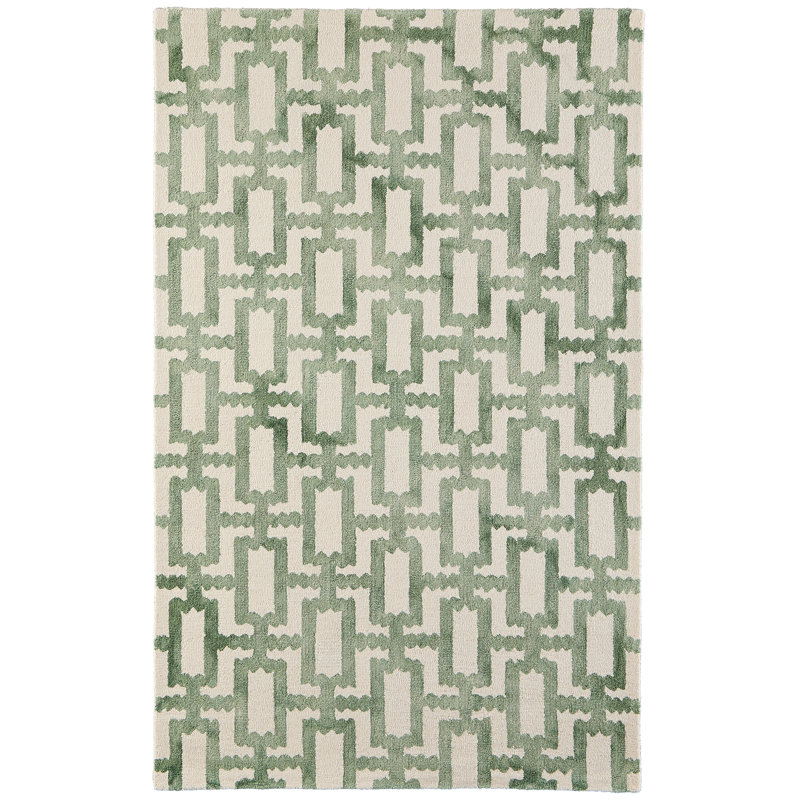 Marengo moderne géométrique, ivoire / vert, Rectangle 2 pi x 3 pi